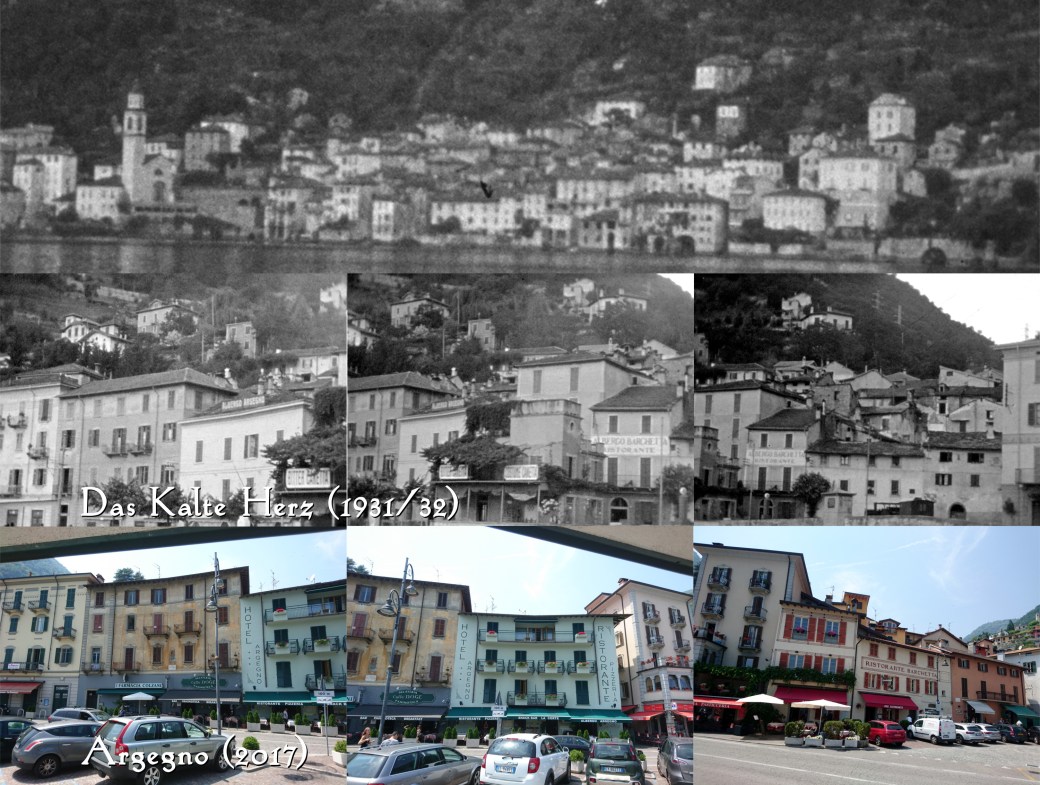 In seiner Weltreise fährt Peter Munk auf einem Schiff an einem italienischen Dorf vorbei... Es handelt sich dabei um Argegno. Die beiden Gebäude links im Bild sind noch ziemlich im Originalzustand belassen. Fotos: Raff Fluri