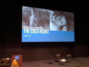 The big screen before the show at BAMPFA